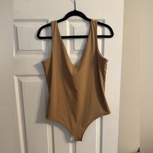 Express Tan V Neck Bodysuit